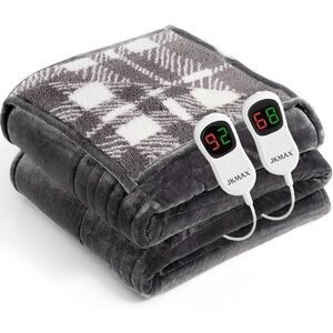 Gray Electric Heated Plush Throw Blanket